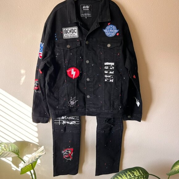 AC/DC Reason World Tour Commemorative black denim jacket XL & Pants jeans 40 - Picture 9 of 12
